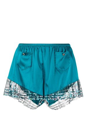 Fleur Du Mal lace-embroidery pyjama shorts - Blue