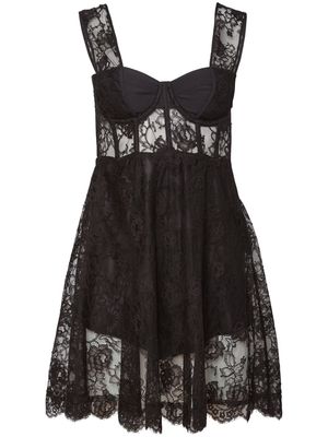 Fleur Du Mal lace-panel semi-sheer minidress - Black