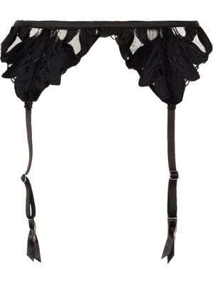 Fleur Du Mal Lily embroidered garter belt - Black