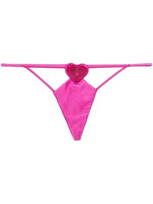 Fleur Du Mal Novelty heart-patch V-string thong - Pink