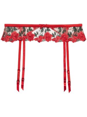 Fleur Du Mal Roses and Thorns embroidered garter belt