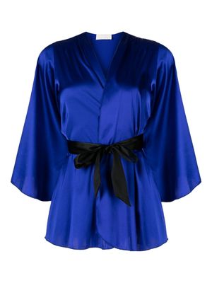 Fleur Du Mal v-neck tied-waist robe - Blue
