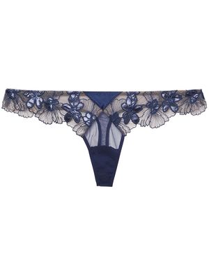 Fleur Du Mal Violet lace thong - Blue