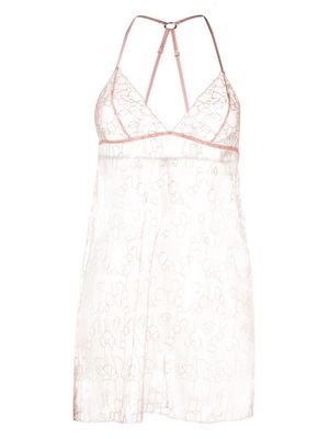 Fleur Of England semi-sheer lace-embroidered camisoles - Pink