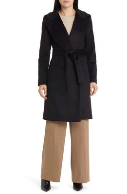 Fleurette Casey Belted Cashmere Wrap Coat in Black