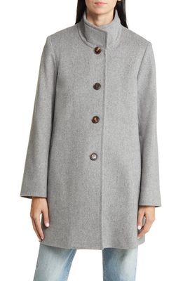 Fleurette Dawn Stand Collar Wool Car Coat in Grey Heather