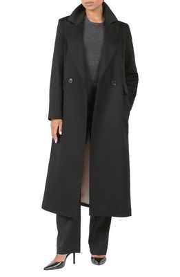 Fleurette Double Breasted Long Cashmere Coat in Black