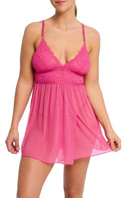 Fleur'T Flirty Sheer Chemise & Thong Set in Watermelon