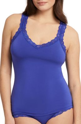 Fleur'T Iconic Lace Trim Camisole with Shelf Bra in Sapphire
