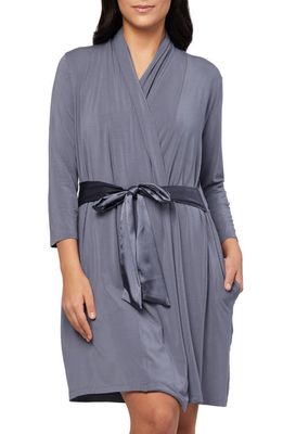 Fleur'T Silk Tie Short Knit Robe in French Grey
