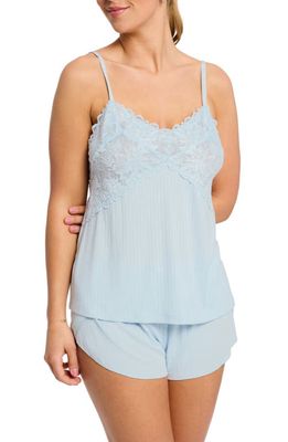 Fleur'T Whisper Pointelle Lace Trim Short Pajamas in Lagoon Pointelle