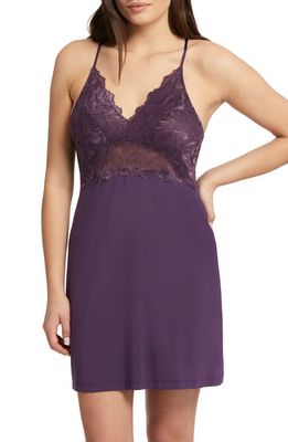 Fleur'T Winter Bliss Lace Trim Chemise in Pinot