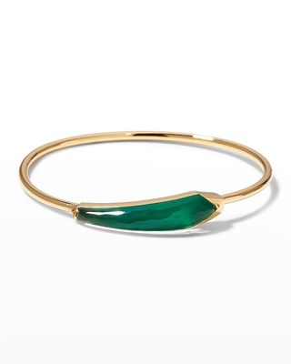 Flexi Bracelet Set with Green Agate Clear Quartz