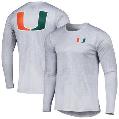 FLOGROWN Men's Gray Miami Hurricanes Hydro Camo Long Sleeve T-Shirt