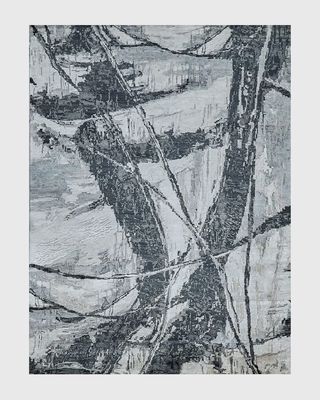 Floor Art Hand-Knotted Dark Gray Rug, 10' x 14'
