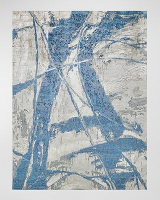 Floor Art Hand-Knotted Light Blue Rug, 10' x 14'