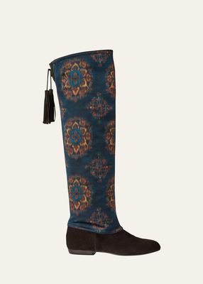Flor Tassel Printed Tall Boots