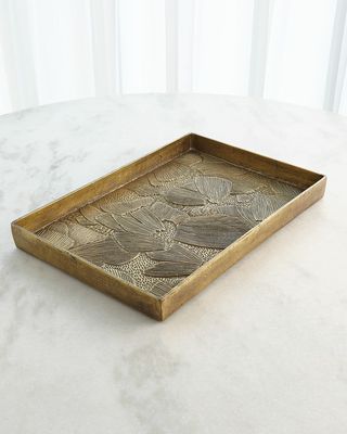 Flora Antiqued Brass Tray