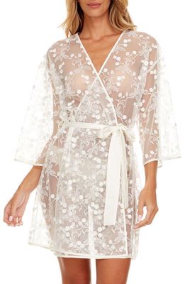 Flora Nikrooz Meg Floral Embroidered Tulle Wrap in Ivory