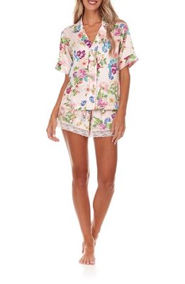 Flora Nikrooz Selena Floral Satin Short Pajamas in Blush