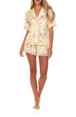 Flora Nikrooz Selena Floral Satin Short Pajamas in Citrus 