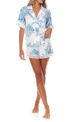 Flora Nikrooz Selena Floral Satin Short Pajamas in Ivory