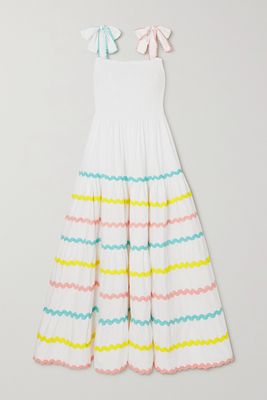 Flora Sardalos - Patmos Ric Rac-trimmed Cotton-poplin Maxi Dress - White