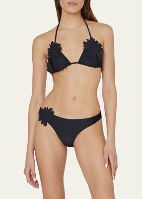 Floral Applique Triangle Bikini Top