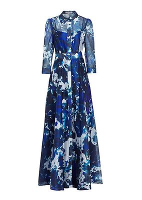 Floral Belted Shirtdress Gown