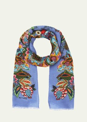 Floral Cashmere-Blend Scarf