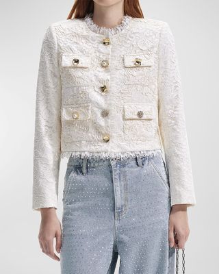 Floral Cord Lace Crop Jacket