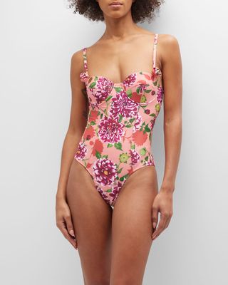 Floral Corset One-Piece Swimsuit