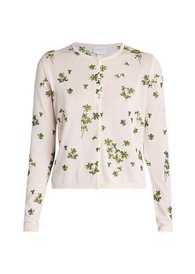 Floral Cotton Knit Cardigan
