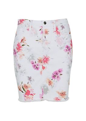 Floral Denim Pencil Skirt