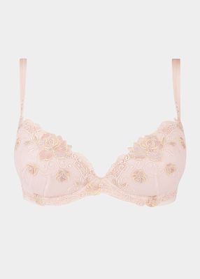 Floral-Embroidered Contour Bra