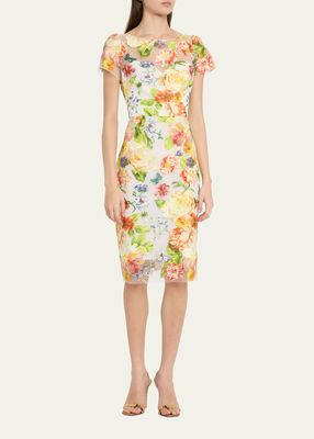 Floral Embroidered Knee-Length Dress