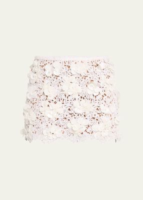 Floral Embroidered Mini Skirt