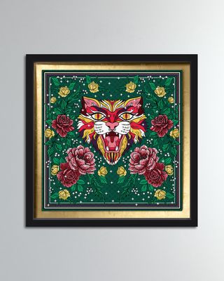 Floral Feline Roses Giclee Art Print