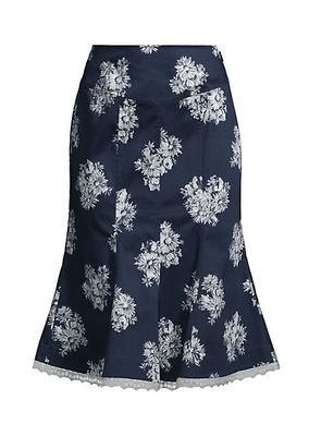 Floral Flared Midi-Skirt