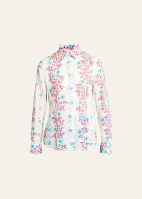 Floral Floral Cotton Button-Front Shirt