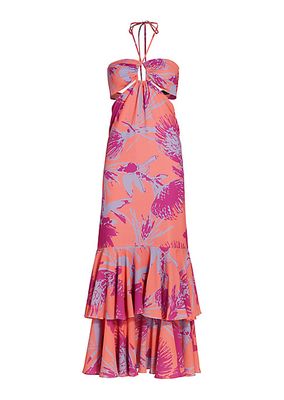Floral Flounce Maxi Dress