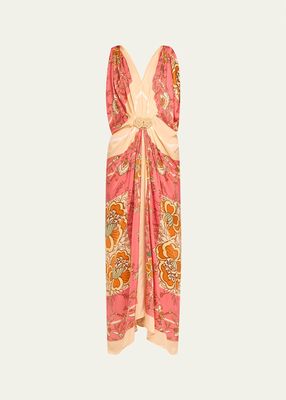 Floral Hand Draped Maxi Dress