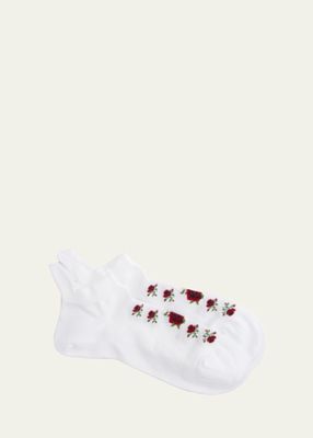 Floral Intarsia Cotton Ankle Socks