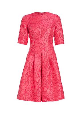 Floral Jacquard Knee-Length Dress