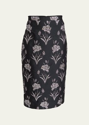 Floral Jacquard Midi Skirt
