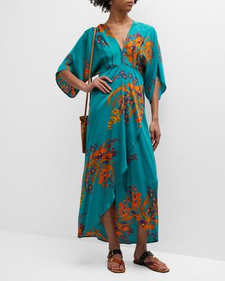 Floral Katherine Silk Midi Dress