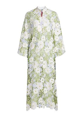 Floral Lace Caftan Midi Dress