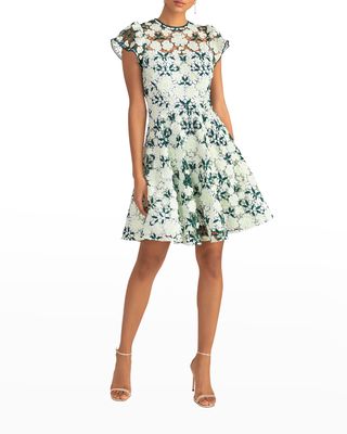 Floral Lace Fit-&-Flare Mini Dress