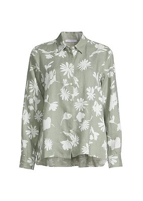 Floral Linen Button-Front Shirt