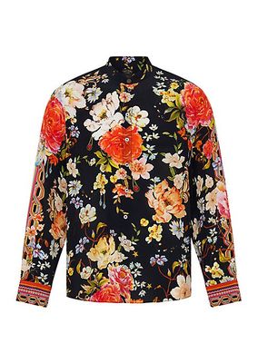Floral Mandarin-Collar Shirt